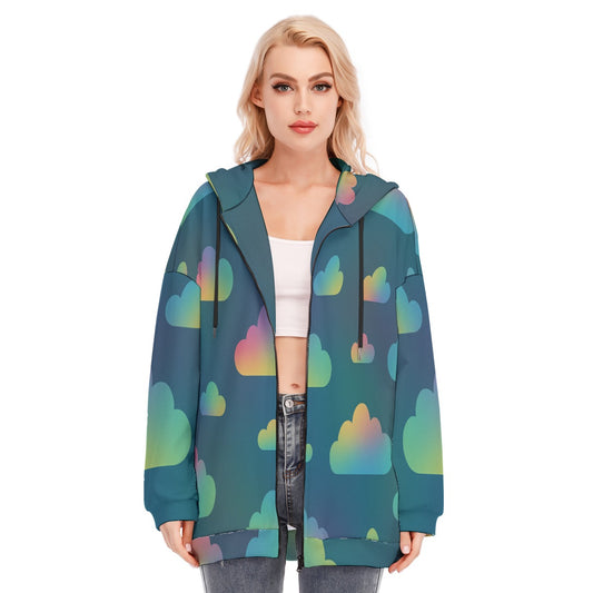 Women's Long Hoodie With Zipper Closure