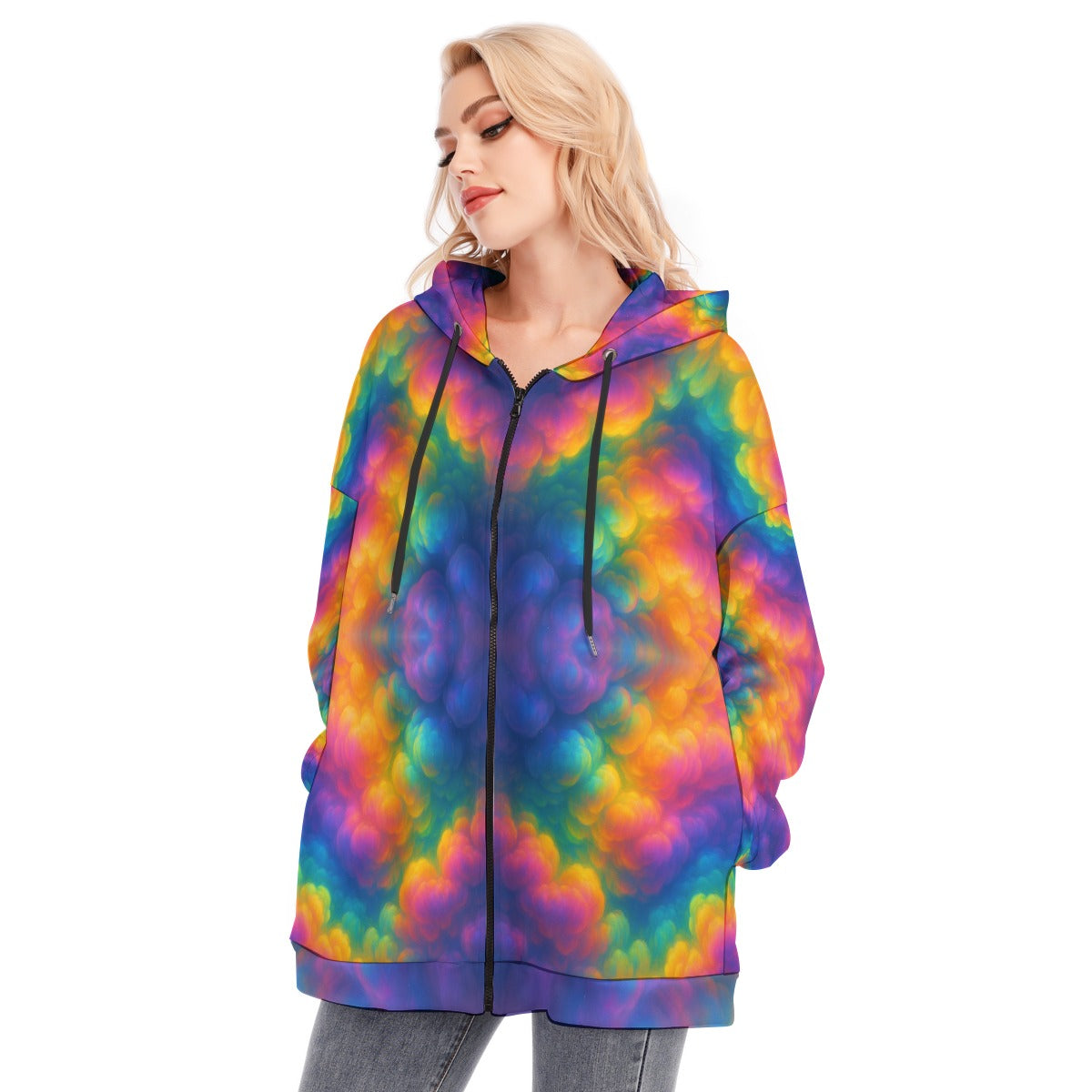 Women's Long Hoodie With Zipper Closure