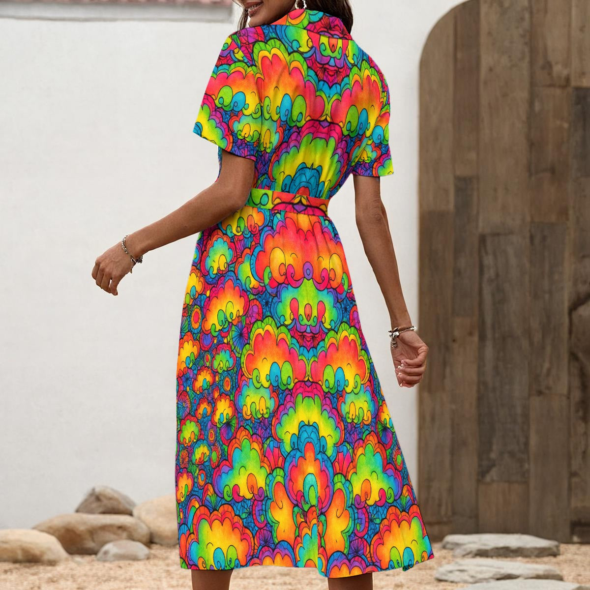 Women's Shirt Dress with Waist Tie