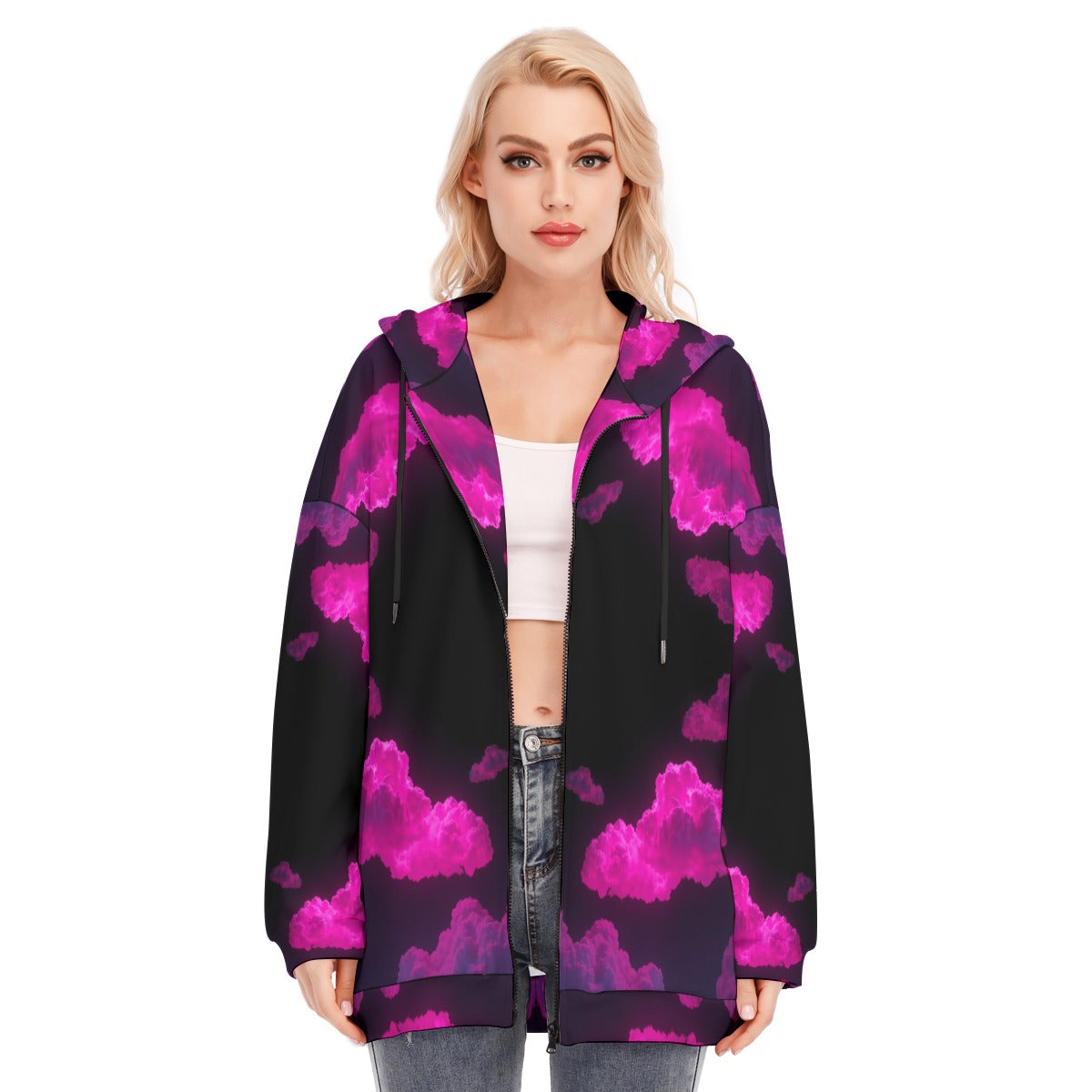 Women's Long Hoodie With Zipper Closure