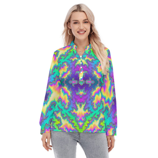 Women's Long Sleeve Blouse With Button Closure