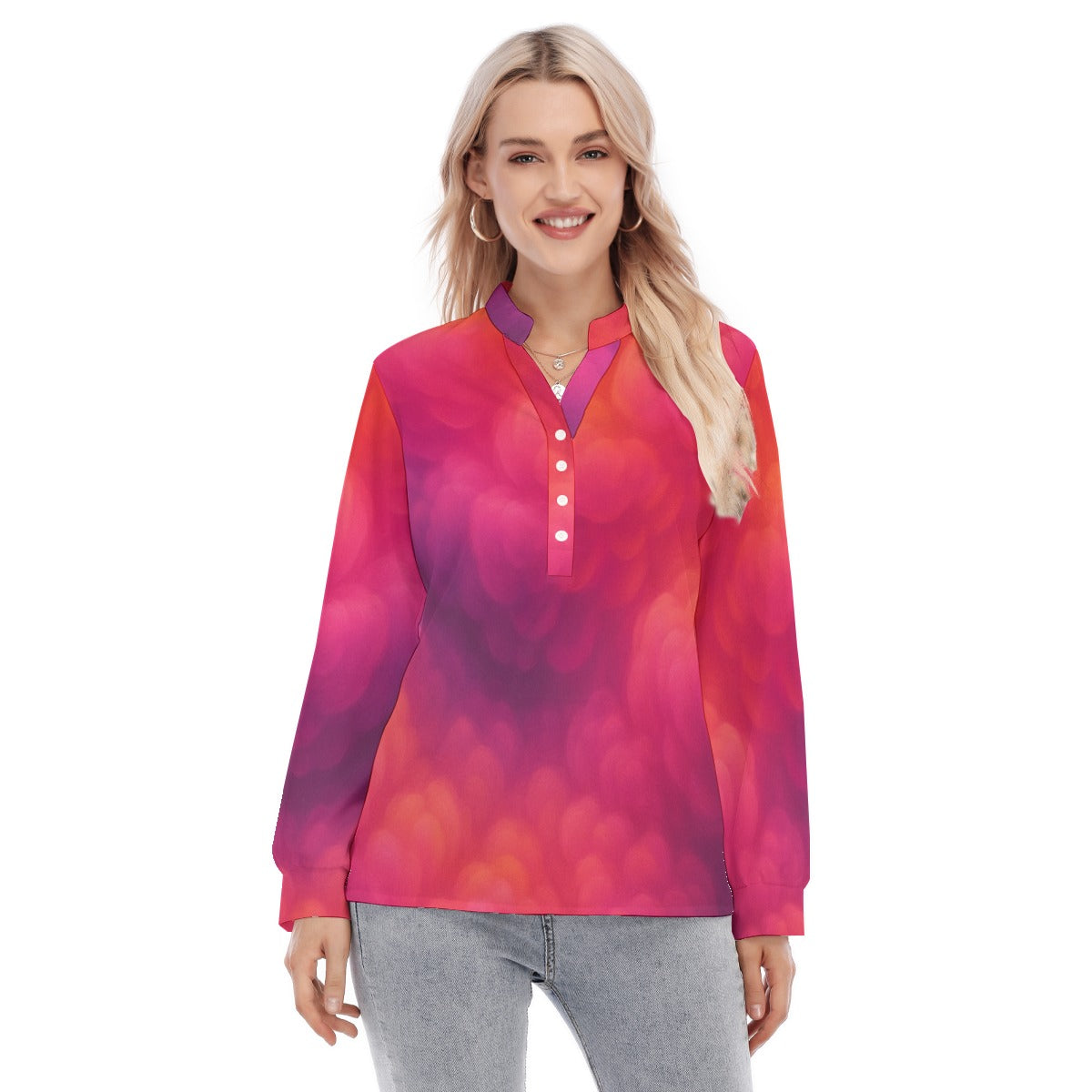 Women's Long Sleeve Blouse With Button Closure