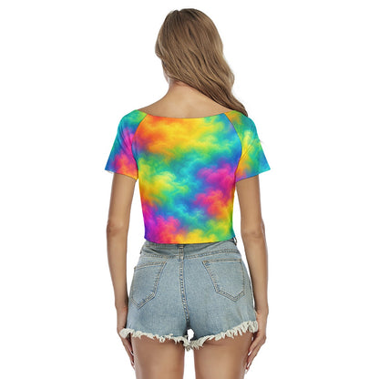 Women's Raglan Drawstring Front Crop Tee
