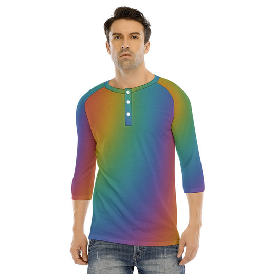 Men's Bracelet Sleeve T-shirt With Button Closure - view 1