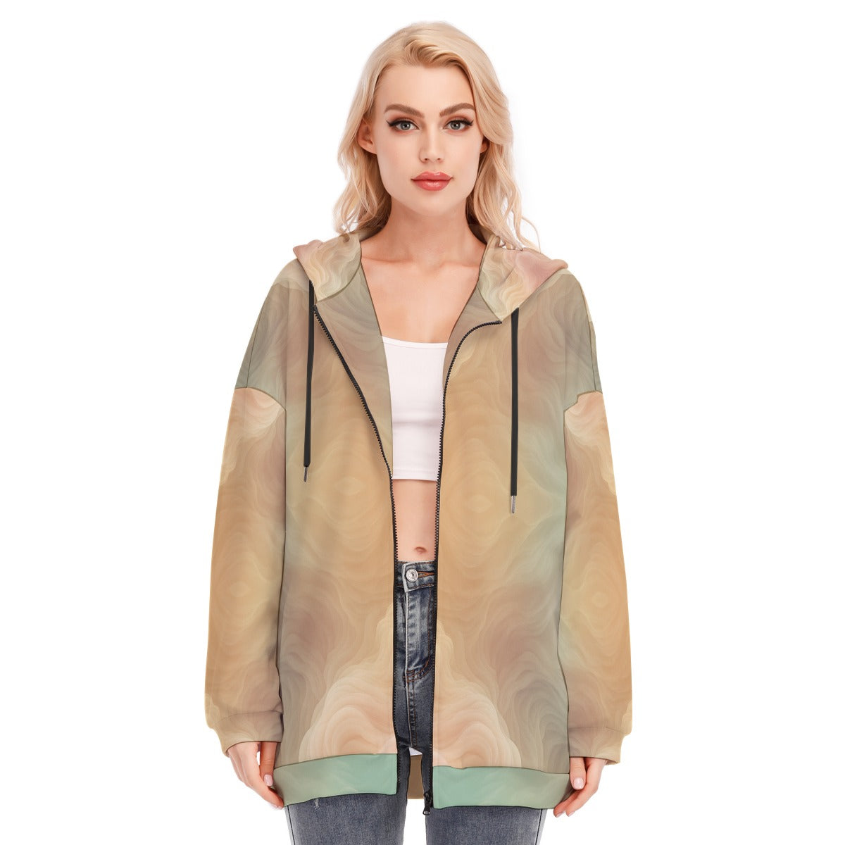 Women's Long Hoodie With Zipper Closure