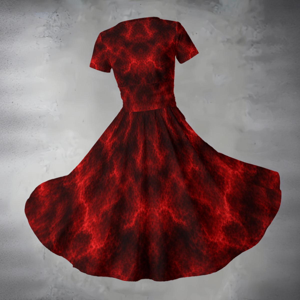 All-over Print Women's Short Sleeve V Neck Midi Dress