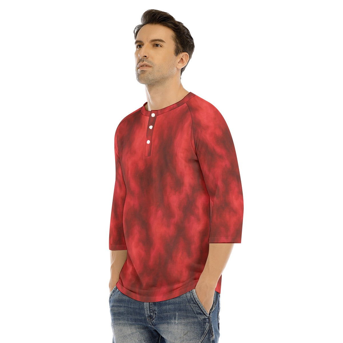 Men's Bracelet Sleeve T-shirt With Button Closure - view 3