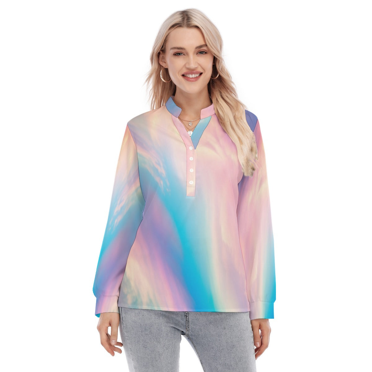 Women's Long Sleeve Blouse With Button Closure