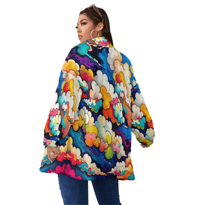 Unisex Borg Fleece Stand-up Collar Coat With Zipper Closure(Plus Size)