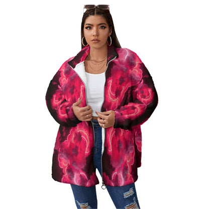 Unisex Borg Fleece Stand-up Collar Coat With Zipper Closure(Plus Size)
