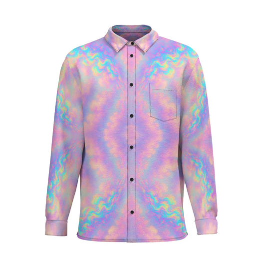 Men's Business Lapel Long Sleeve Shirt With Pocket|110GSM Imitation Flax