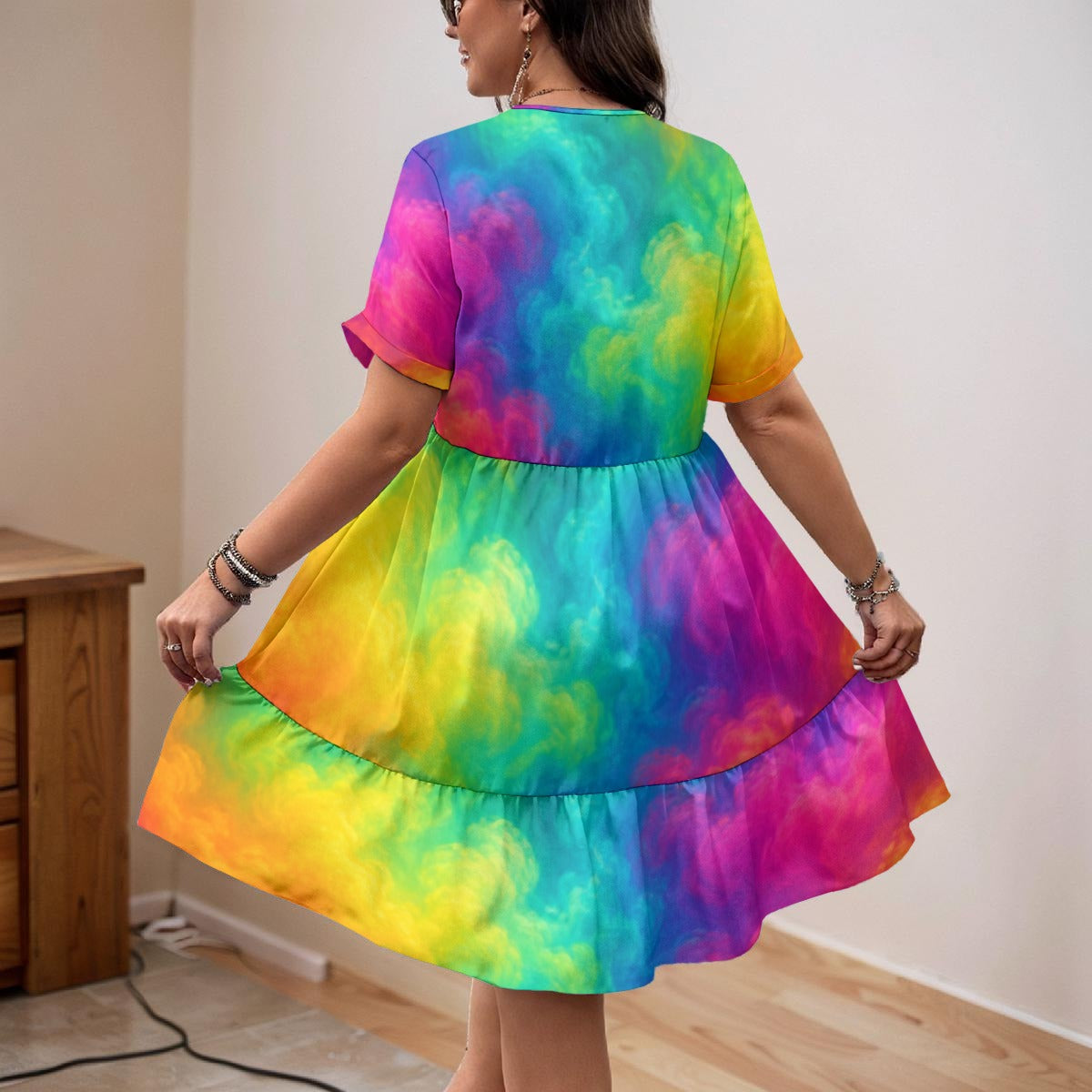 Women’s Floral V-Neck Short Sleeve Dress