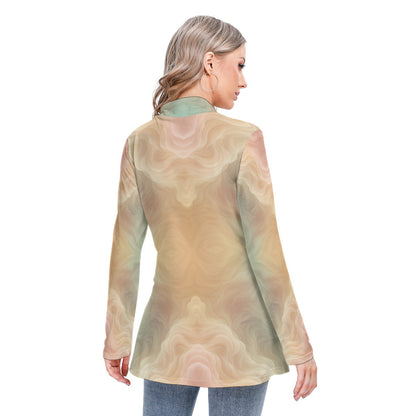 Women's Long-sleeved Heap-neck Slim Casual Tunic Blouse