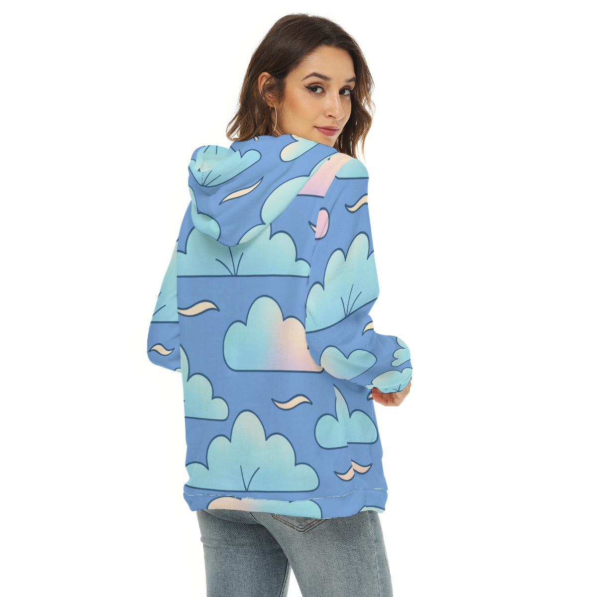 Women's Borg Fleece Hoodie With Half Zip