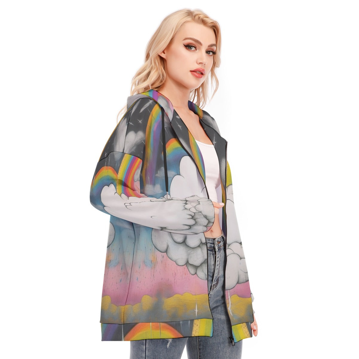Women's Long Hoodie With Zipper Closure