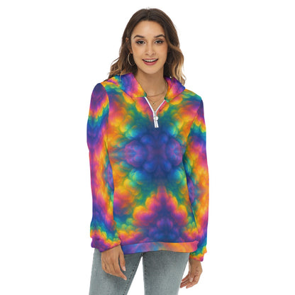 Women's Borg Fleece Hoodie With Half Zip