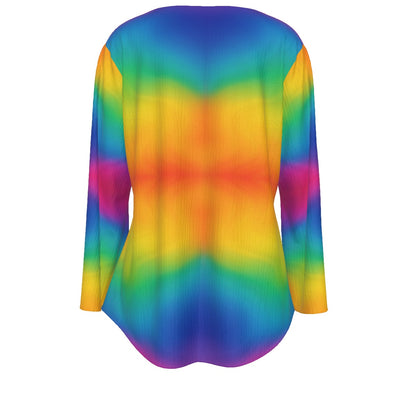 Women's V-neck T-shirt With Irregular Hem