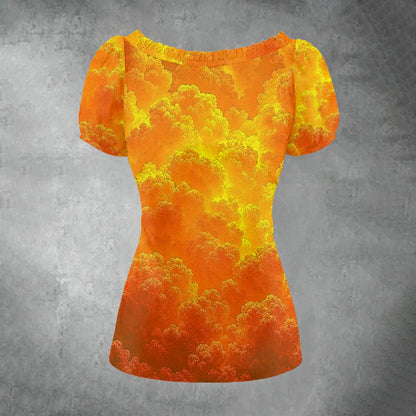 Women's Puff Sleeve Pleated Shirt