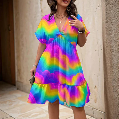Women’s Floral V-Neck Short Sleeve Dress