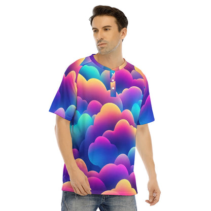 Men's Raglan Sleeve T-shirt With Button Closure