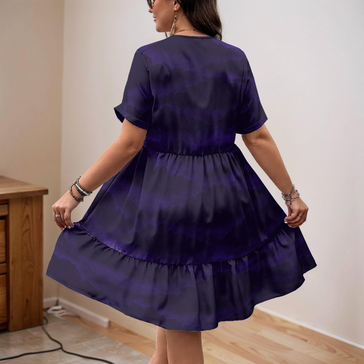 Unisex Women’s Floral V-Neck Short Sleeve Dress