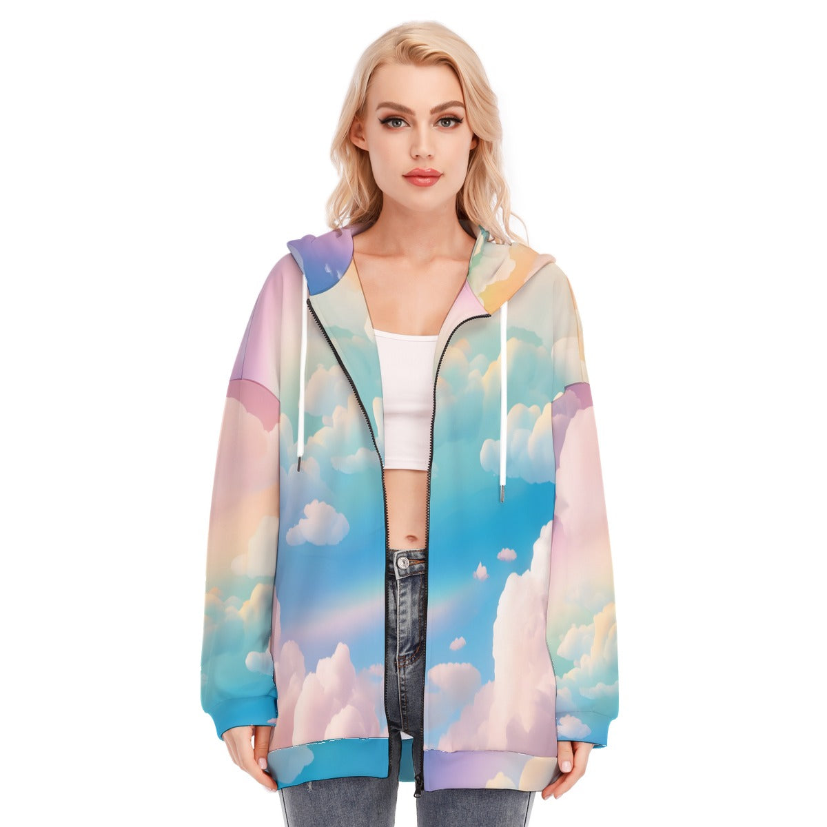 Women's Long Hoodie With Zipper Closure