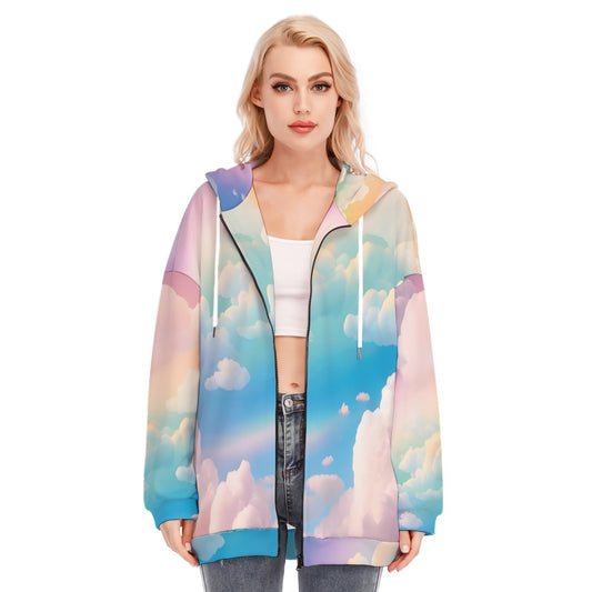 Women's Long Hoodie With Zipper Closure