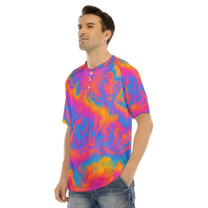 Men's Raglan Sleeve T-shirt With Button Closure