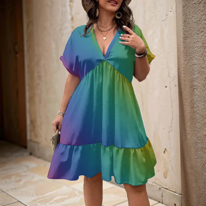 Unisex Women’s Floral V-Neck Short Sleeve Dress