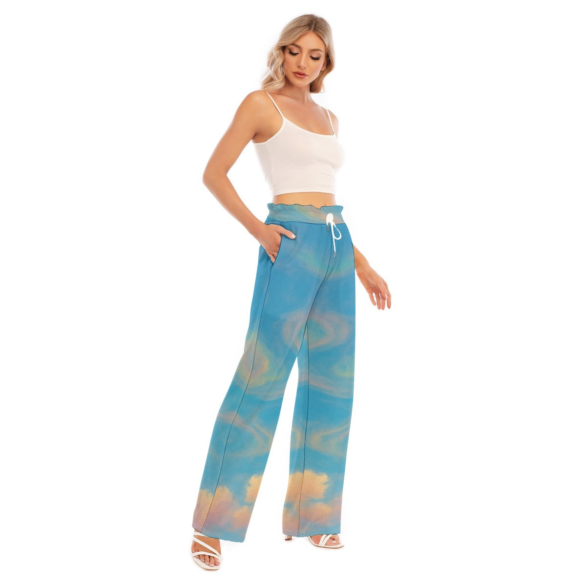 Women's Waist Fungus Edge Wide-leg Pants
