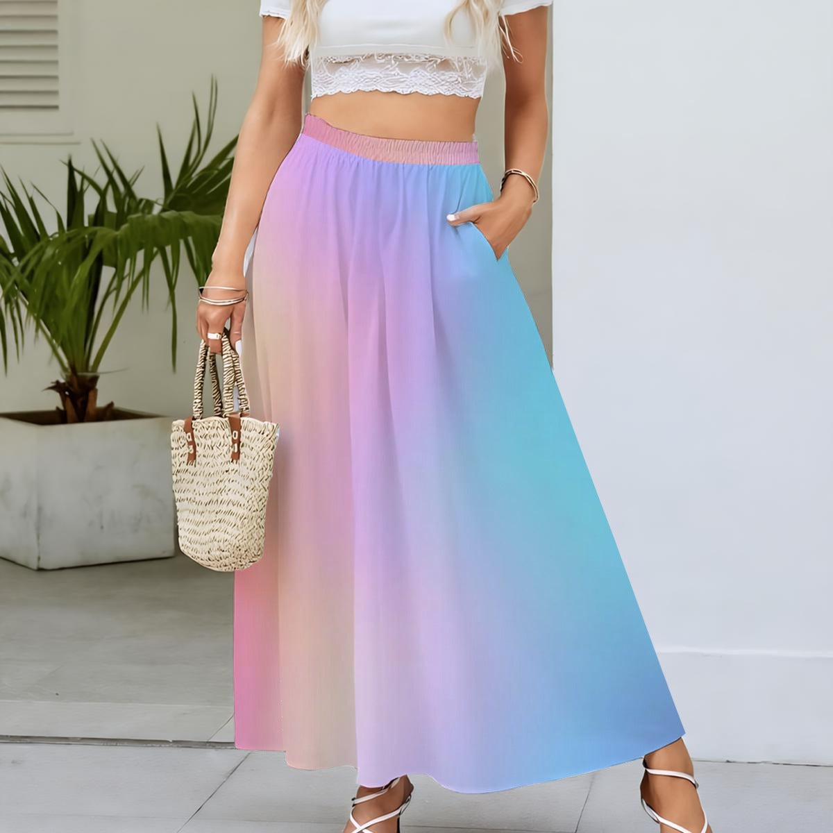 Women's Maxi Chiffon Skirts With Lining