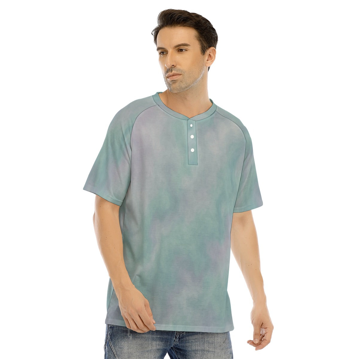 Men's Raglan Sleeve T-shirt With Button Closure