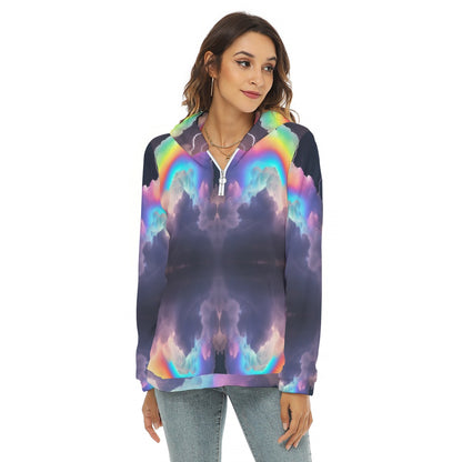 Women's Borg Fleece Hoodie With Half Zip