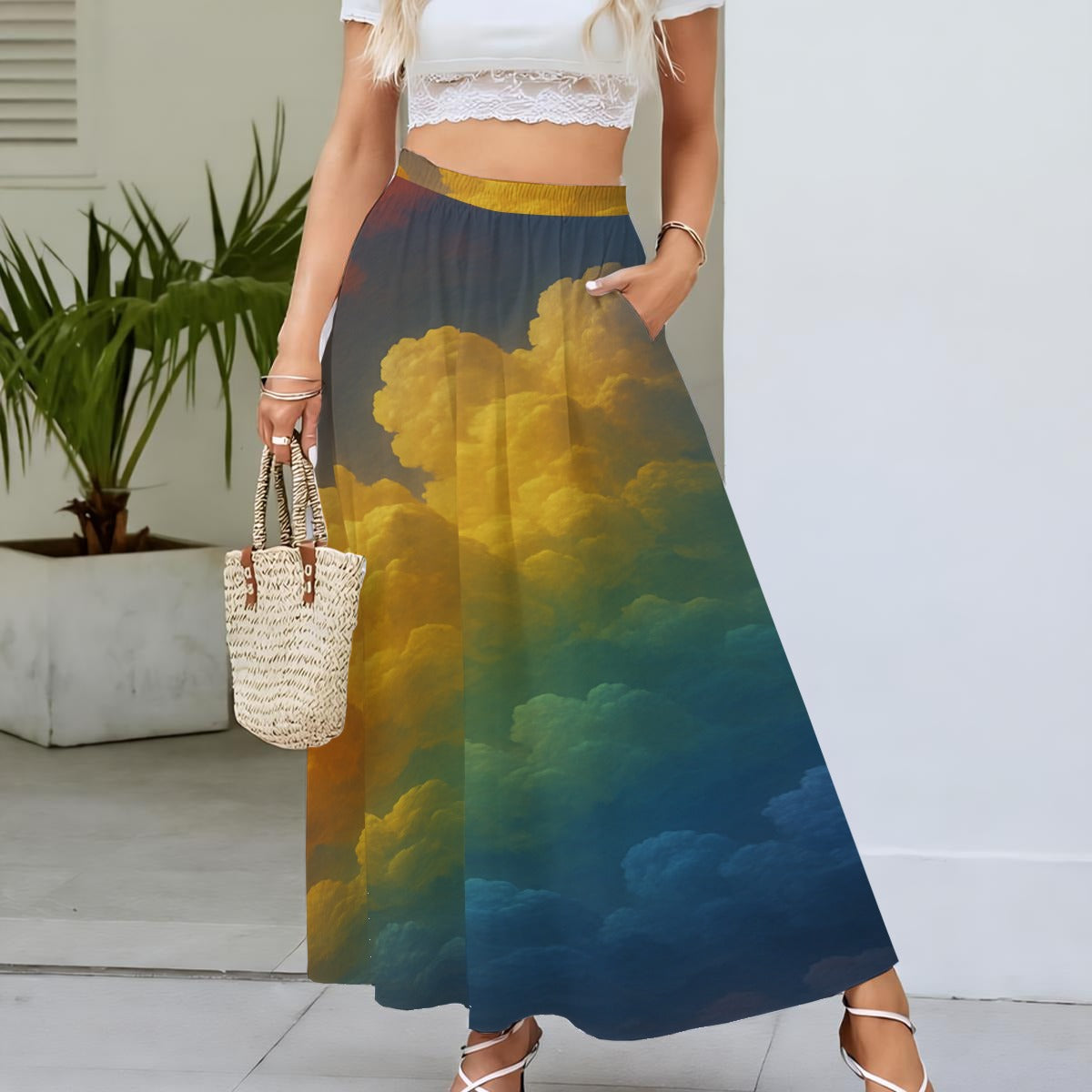 Women's Maxi Chiffon Skirts With Lining
