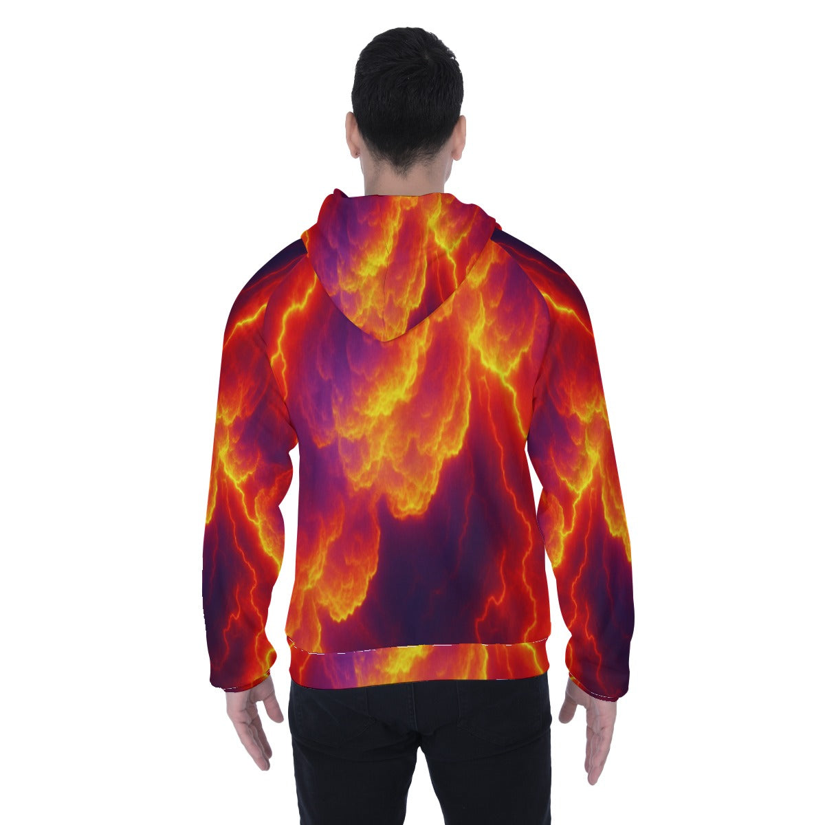 Men's Heavy Fleece Raglan Zip Up Hoodie With Pocket