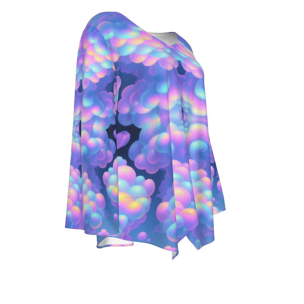 Women's V-neck T-shirt With Irregular Hem