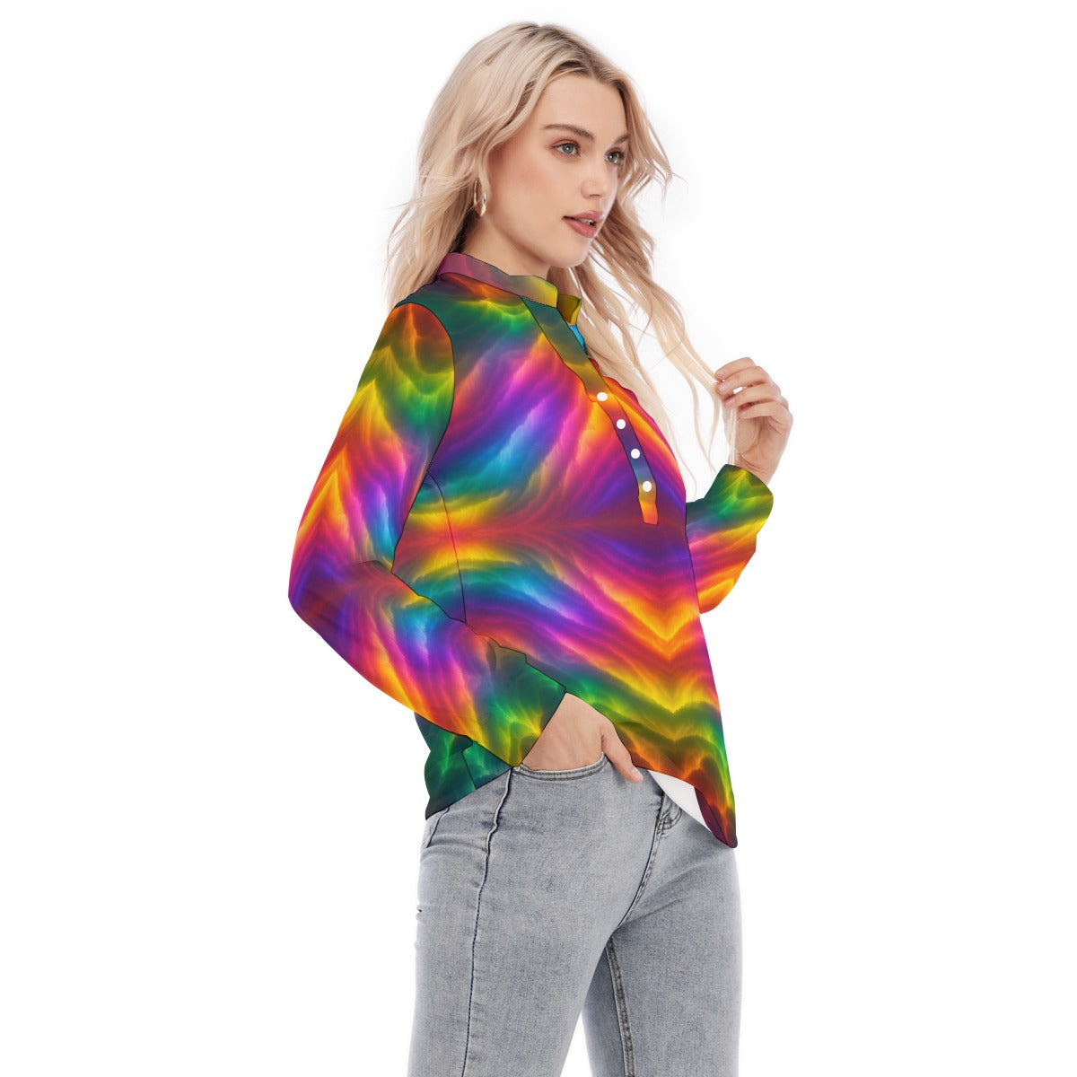 Women's Long Sleeve Blouse With Button Closure