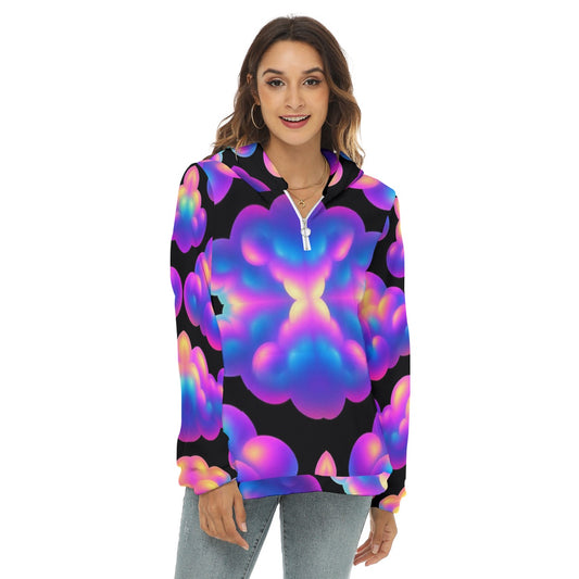 Women's Borg Fleece Hoodie With Half Zip