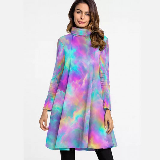 Women's High Neck Dress With Long Sleeve