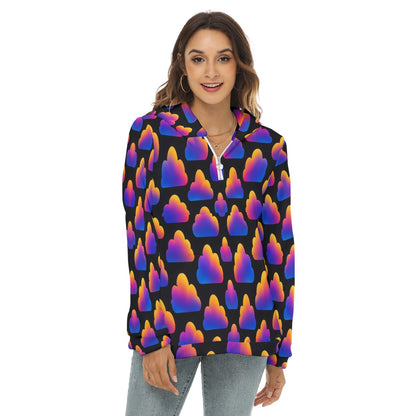Women's Borg Fleece Hoodie With Half Zip