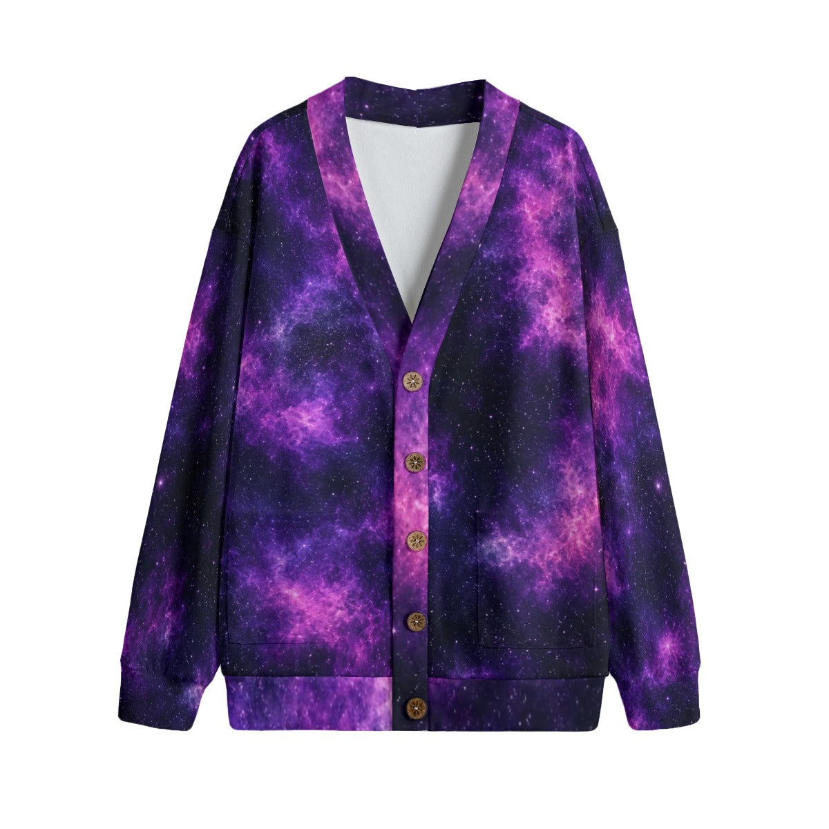 Unisex V-Neck Knitted-Fleece Button Cardigan - view 1