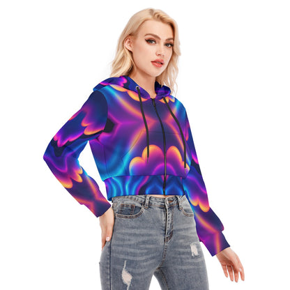 Women's Crop Top Hoodie With Zipper Closure