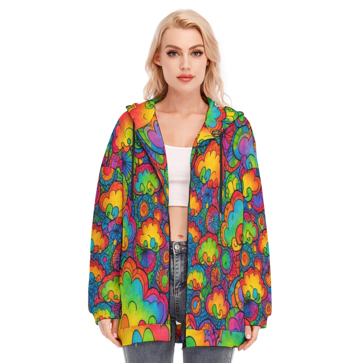 Women's Long Hoodie With Zipper Closure