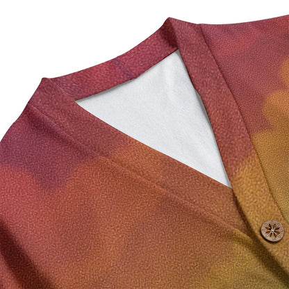 Unisex V-neck Knitted Fleece Cardigan With Button Closure