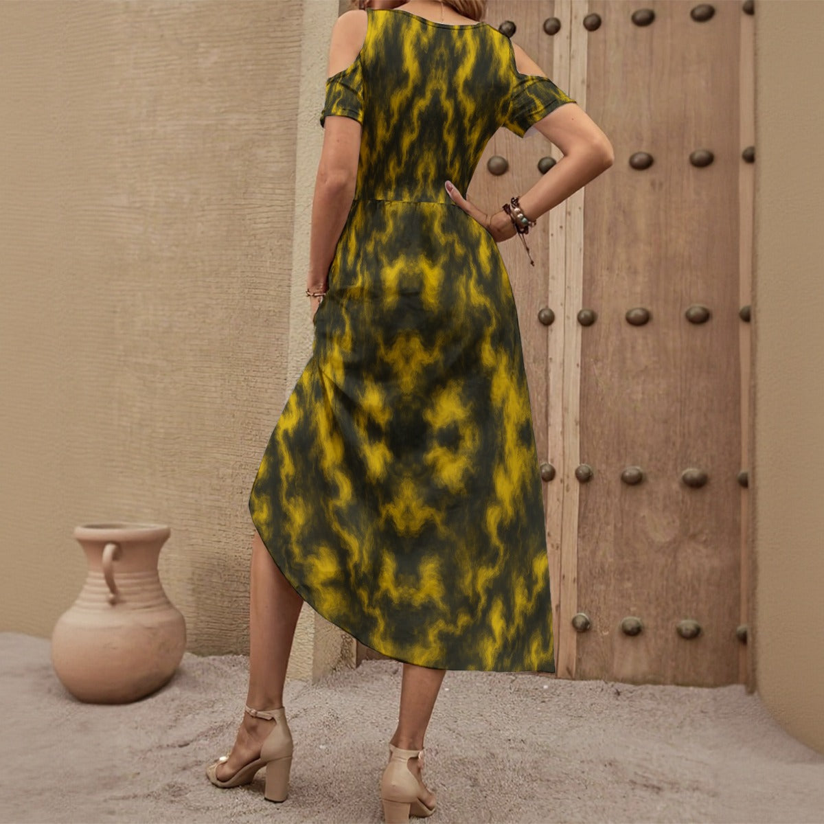 Women's V-neck Off-shoulder Dress