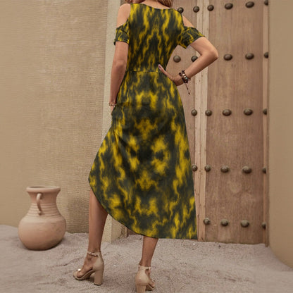 Women's V-neck Off-shoulder Dress