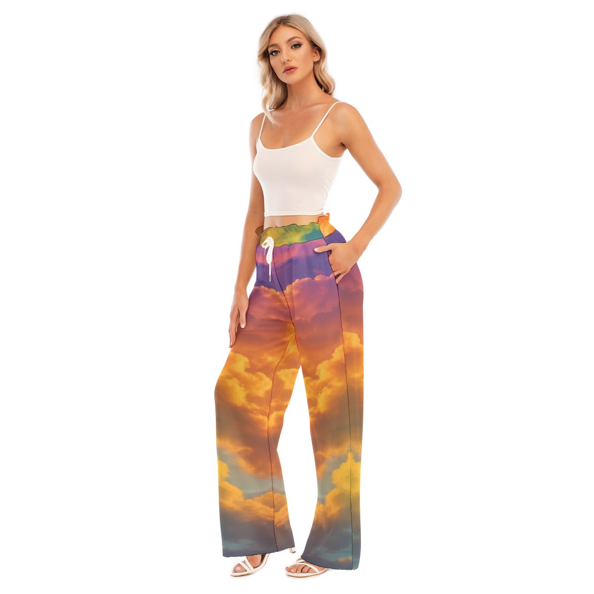 Women's Waist Fungus Edge Wide-leg Pants