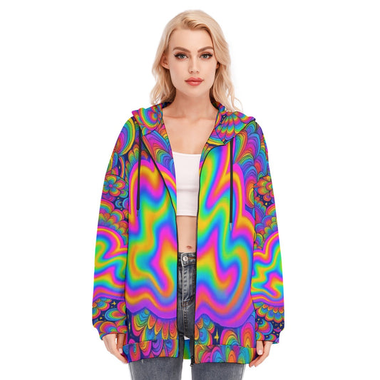 Women's Long Hoodie With Zipper Closure