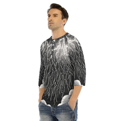 Men's Bracelet Sleeve T-shirt With Button Closure - view 3