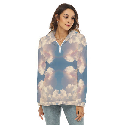 Women's Borg Fleece Hoodie With Half Zip